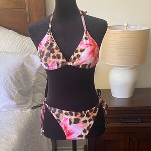 SHEIN Leopard and Pink Floral Bikini